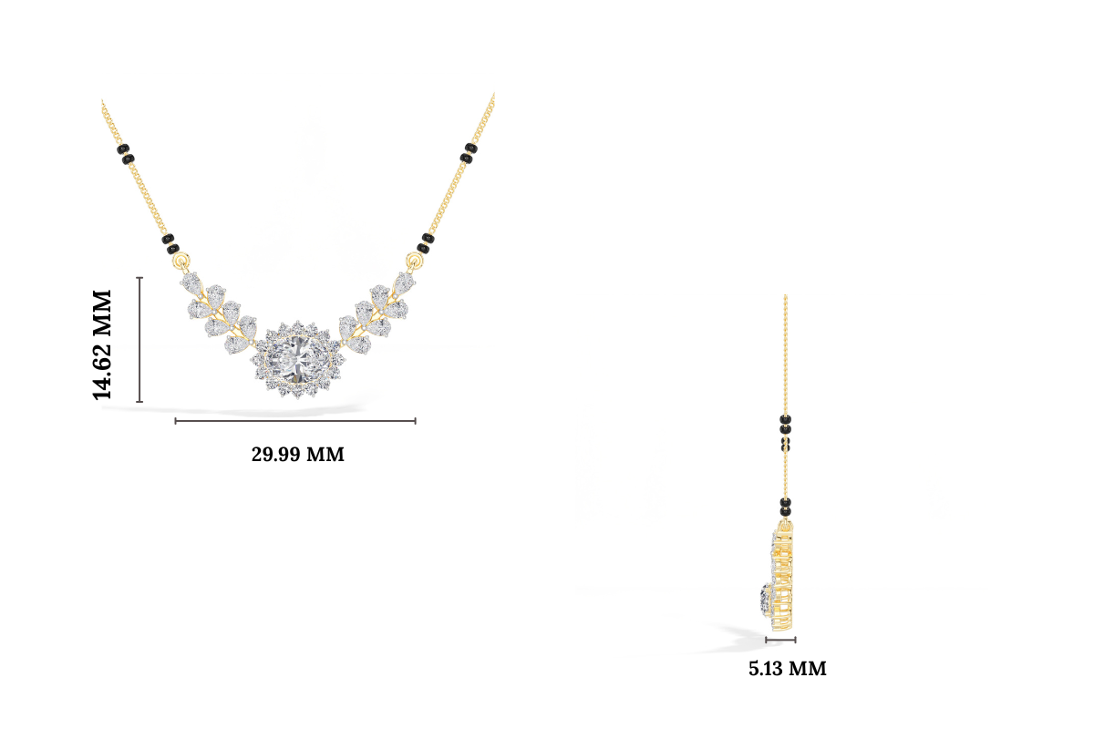Oval Halo Pear Wing Lab Grown Diamond Seraphine Mangalsutra Necklace