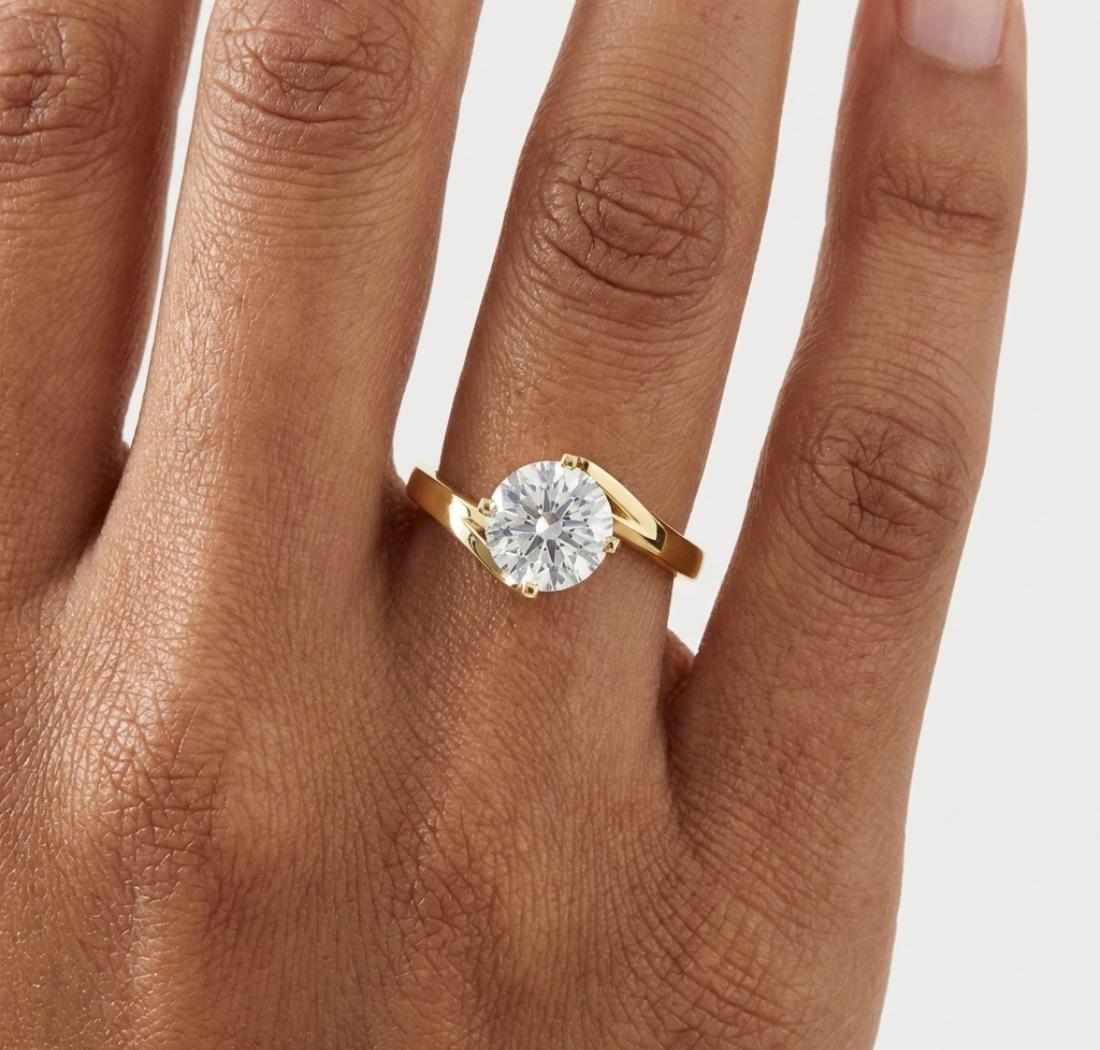 Gold 1Ct Round Twisted Band Solitaire Lab Grown Diamond Mariah Ring