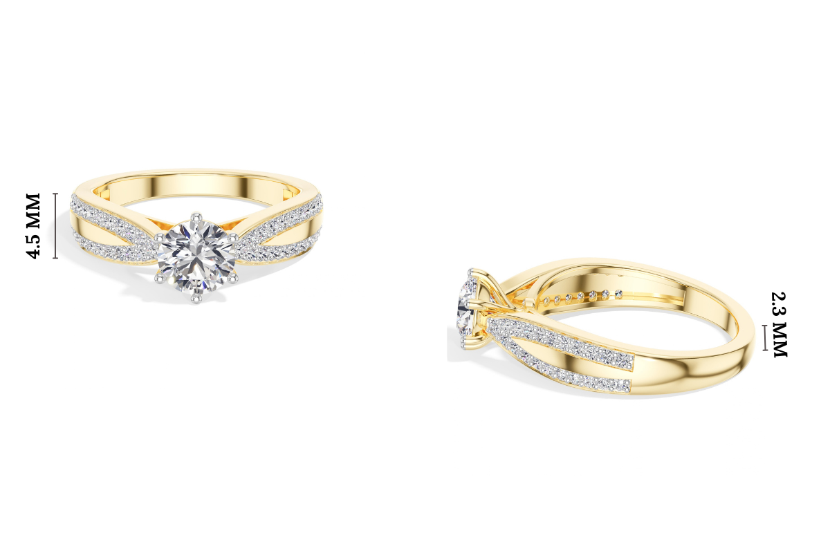 Round Split-Shank Pave Lab Grown Diamond Mirelle Engagement Ring 