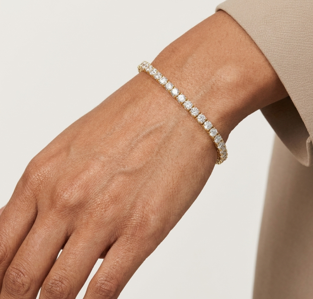 Gold 6Ct Classic Tennis Round Lab Grown Diamond Moana Bracelet