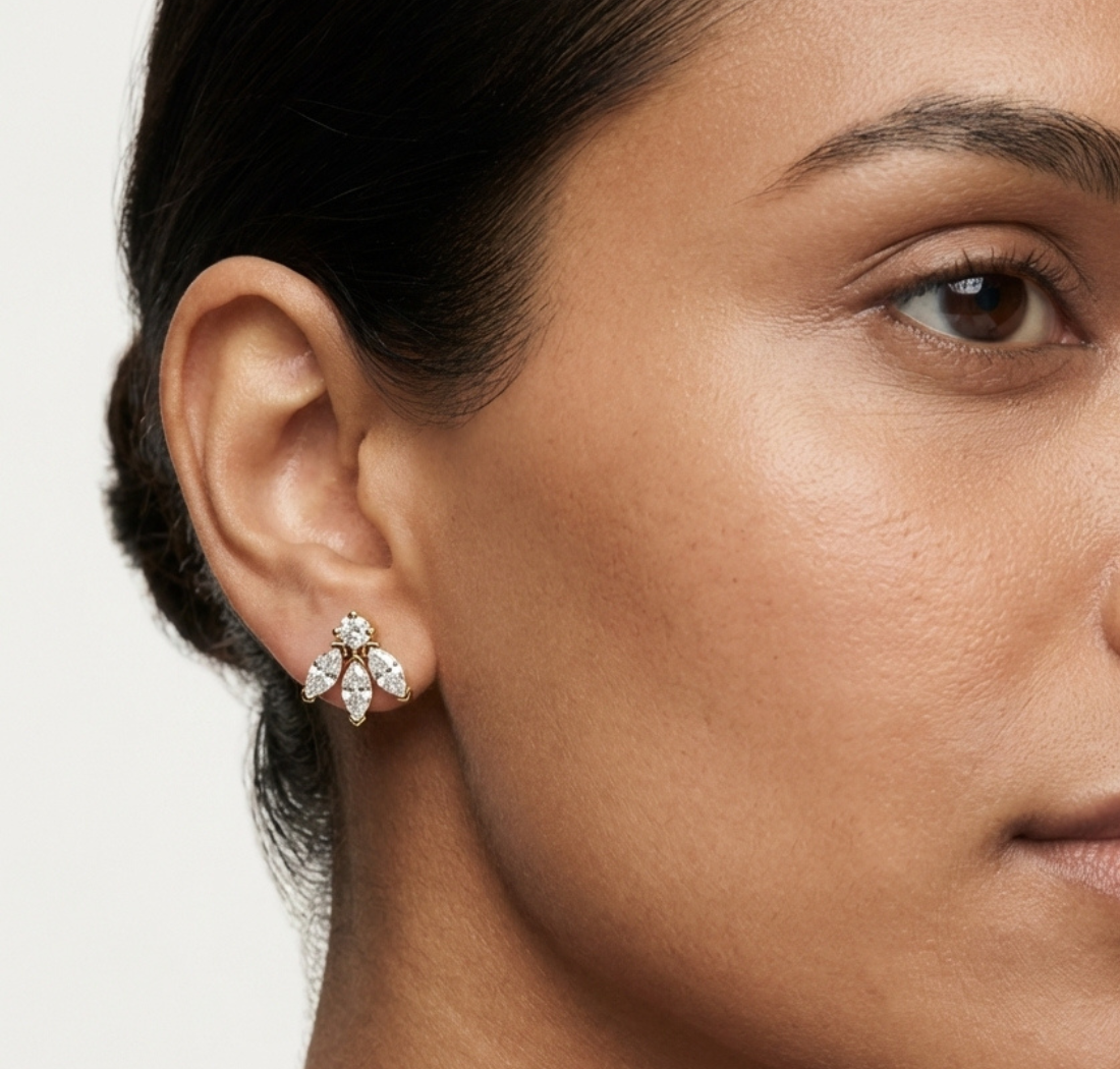 Gold 1Ct Marquise Leaf Drop Lab Grown Diamond Myrel Earring