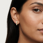 Gold Swirl Twisted Leaf Design Round Lab Grown Diamond Nalya Earring