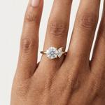 Gold 1Ct Solitaire Round Marquise Side Stone Lab Grown Diamond Nereida Ring