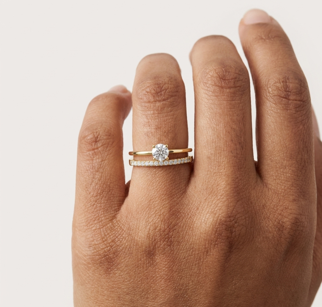 Gold Channel With Solitaire Round Lab Grown Diamond Nirel Ring
