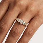 Gold Half Eternity Prong Baguette Lab Grown Diamond Nirex Ring