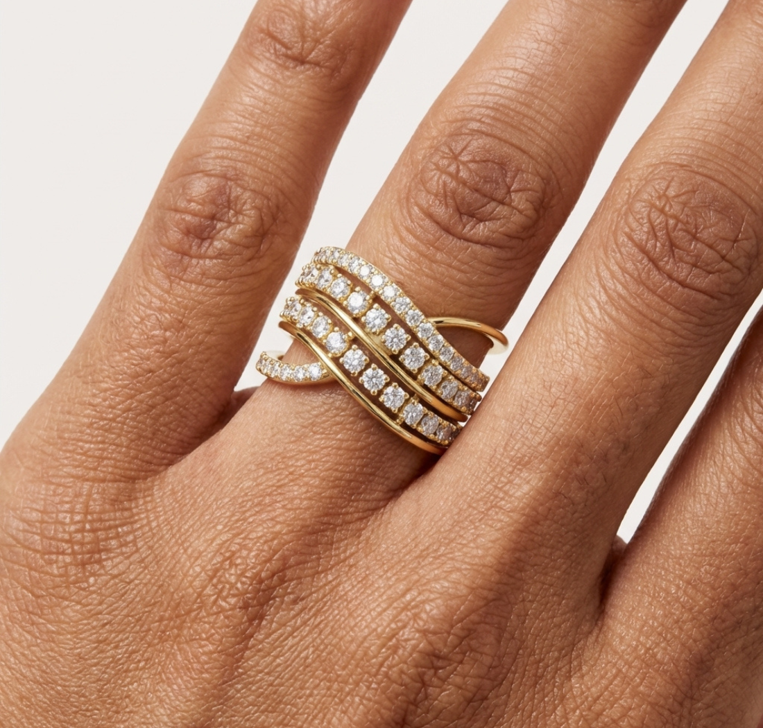 Gold Wrap Pave Round Lab Grown Diamond Noemis Ring