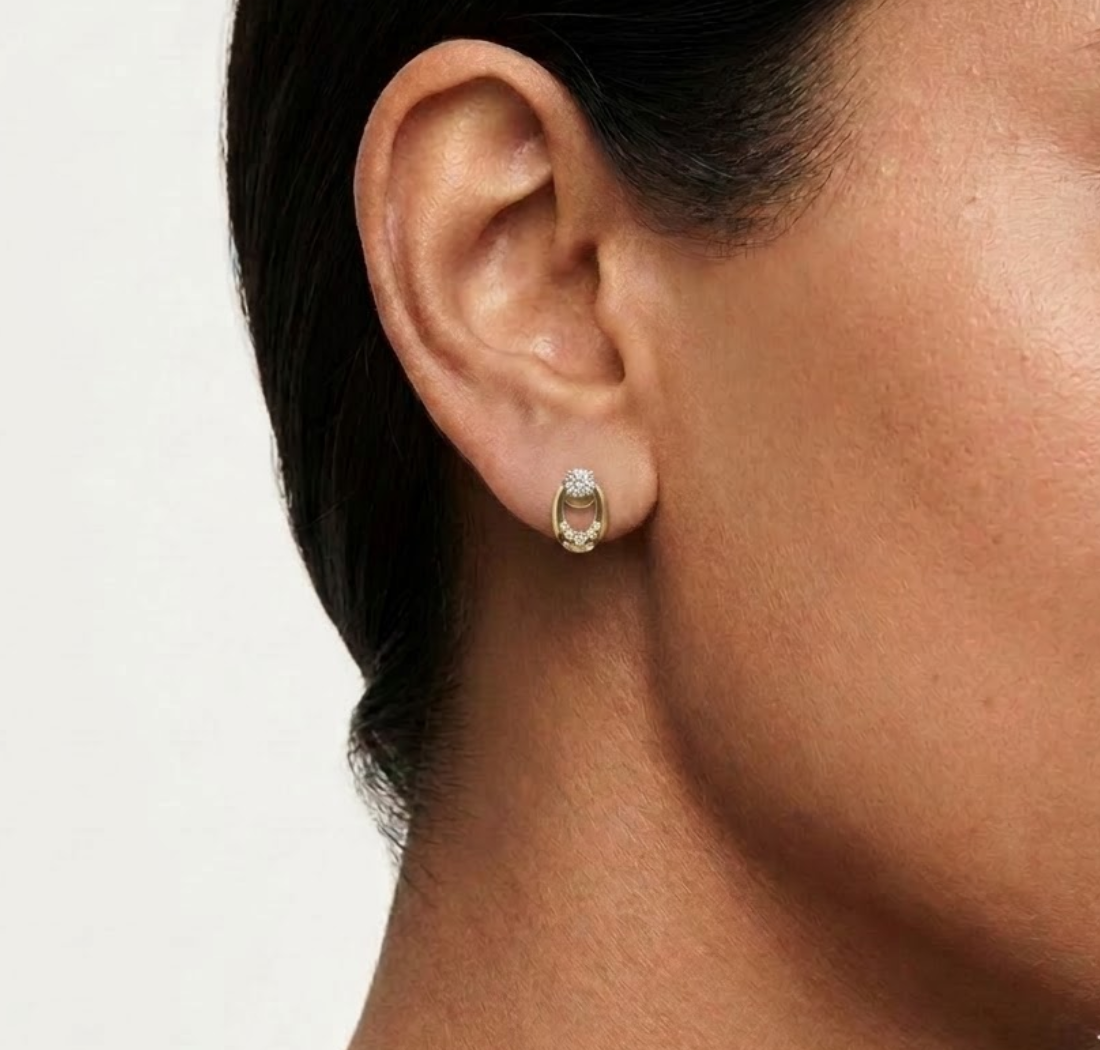 Round Lab Grown Diamond Flush-Set Stud Noven Earrings