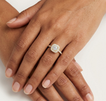 Gold Floral Halo Round Lab Grown Diamond Nuvra Ring