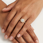 Gold Floral Halo Round Lab Grown Diamond Nuvra Ring