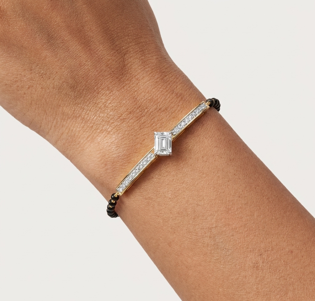 Gold Emerald Halo Lab Grown Diamond Nyra Bracelet