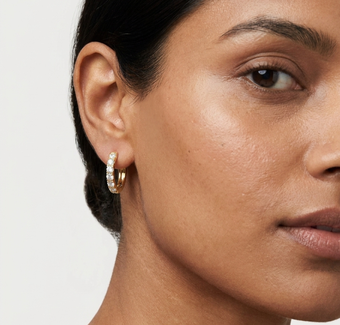 Gold Eternity Pave Round Lab Grown Diamond Nyrix Earring