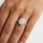 Gold 1Ct Oval Halo Pave Lab Grown Diamond Obel Ring