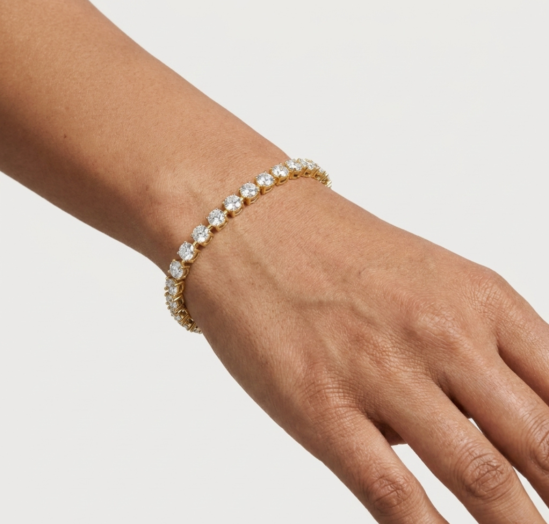 Gold 10Ct Tennis Round Lab Grown Diamond Olga Bracelet