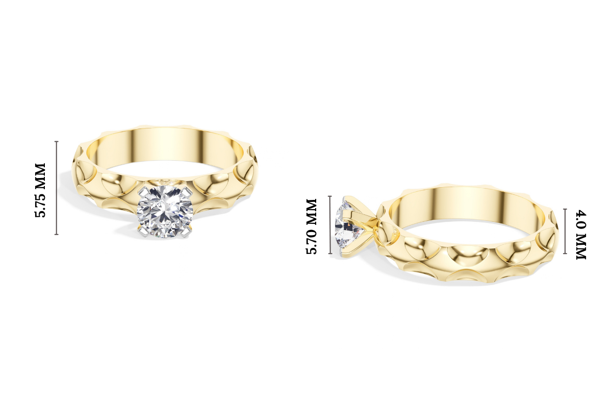Round Scalloped-Band Lab Grown Diamond Ondara Engagement Ring