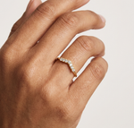 Gold Pointed Pave Accent Setting Round Lab Grown Diamond Orelia Ring