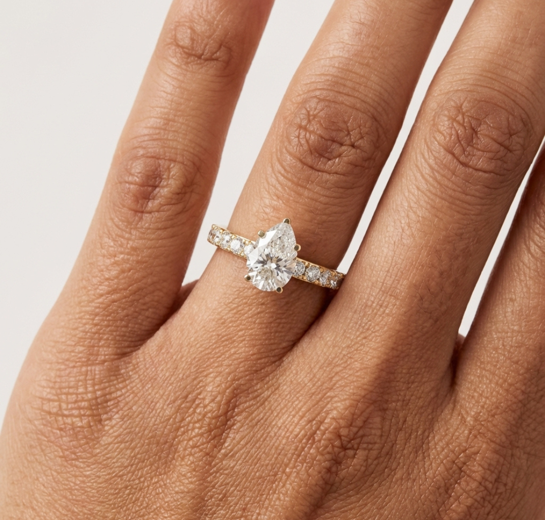 Gold 1Ct Pear Pave Lab Grown Diamond Orla Ring
