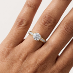 Gold 2Ct Solitaire Side Stone Round Lab Grown Diamond Orlixa Ring