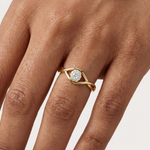 Gold Cluster Setting Round Lab Grown Diamond Orphe Ring
