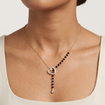 Gold Heart Pave Drop Round Lab Grown Diamond Orvexa Mangalsutra