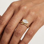 Gold 1Ct Solitaire Bezel Pear Lab Grown Diamond Oryxe Ring