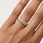 Gold 1Ct Double Pave Crown Design Round Lab Grown Diamond Oryxis Ring