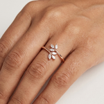Gold Petal Setting Marquise Lab Grown Diamond Ozyra Ring