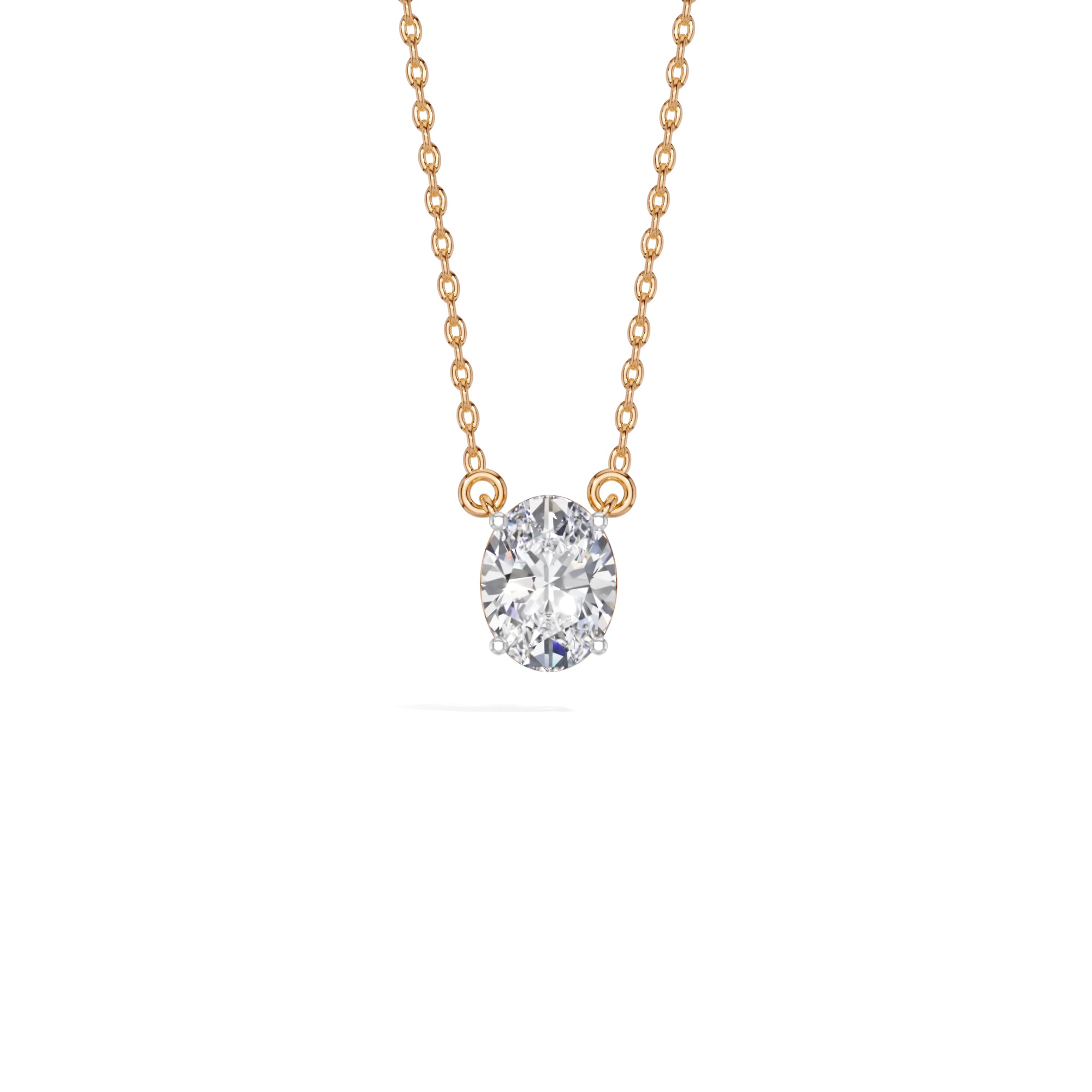 Rose Gold 1Ct Solitaire Round Lab Grown Diamond Quorin Pendant