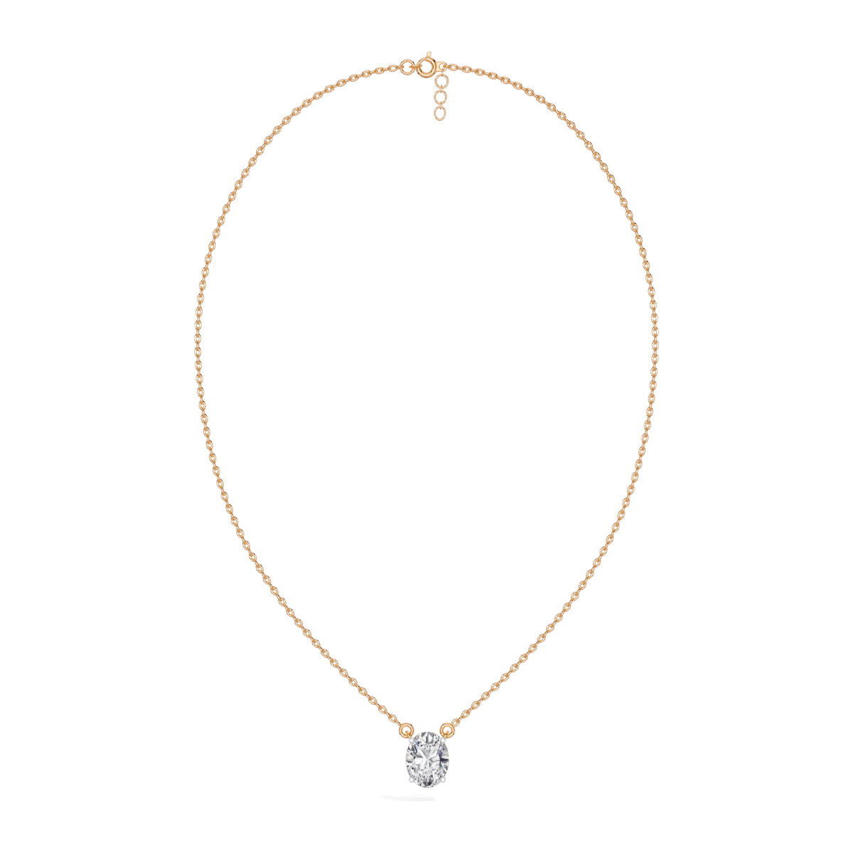 Rose Gold 1Ct Solitaire Round Lab Grown Diamond Quorin Pendant