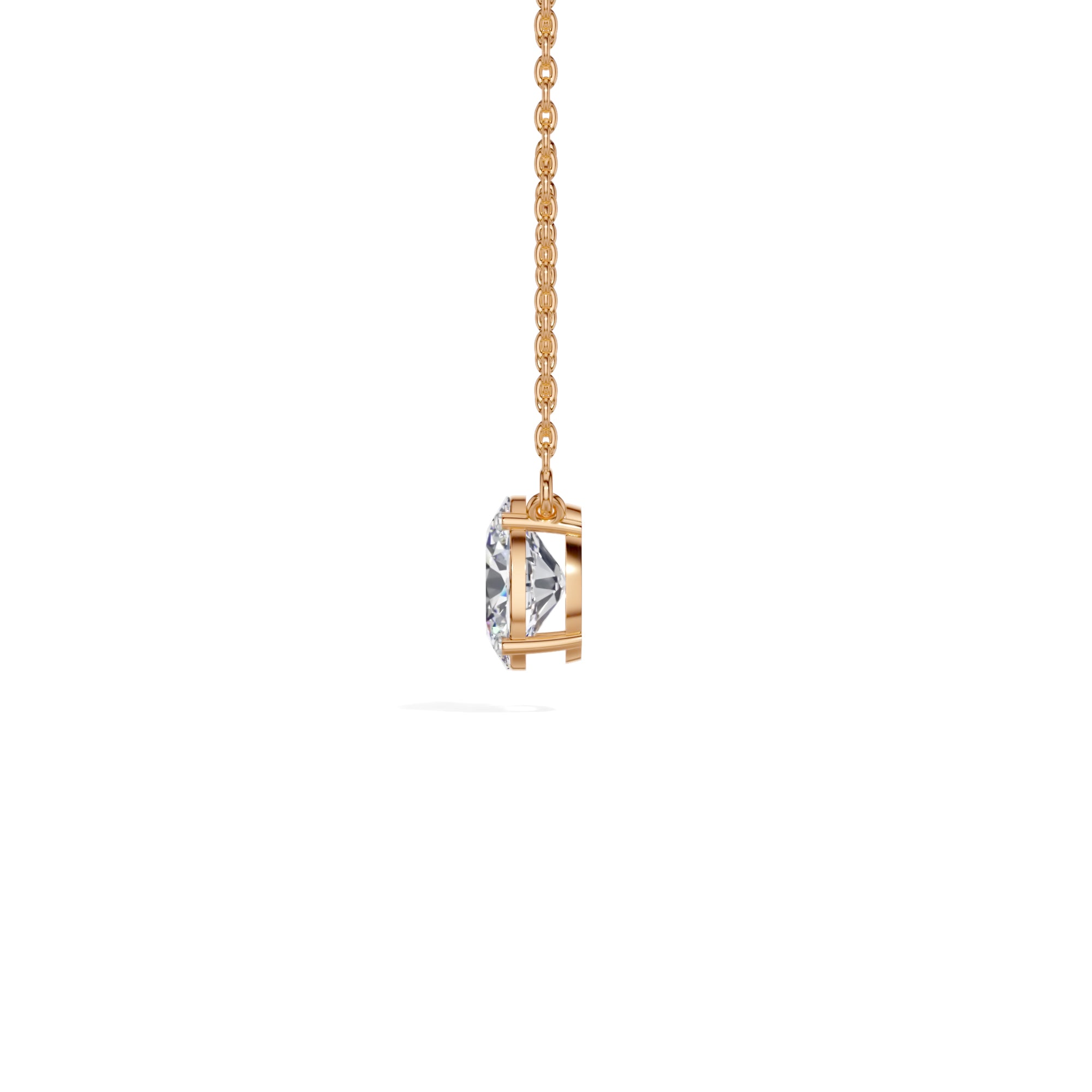 Rose Gold 1Ct Solitaire Round Lab Grown Diamond Quorin Pendant