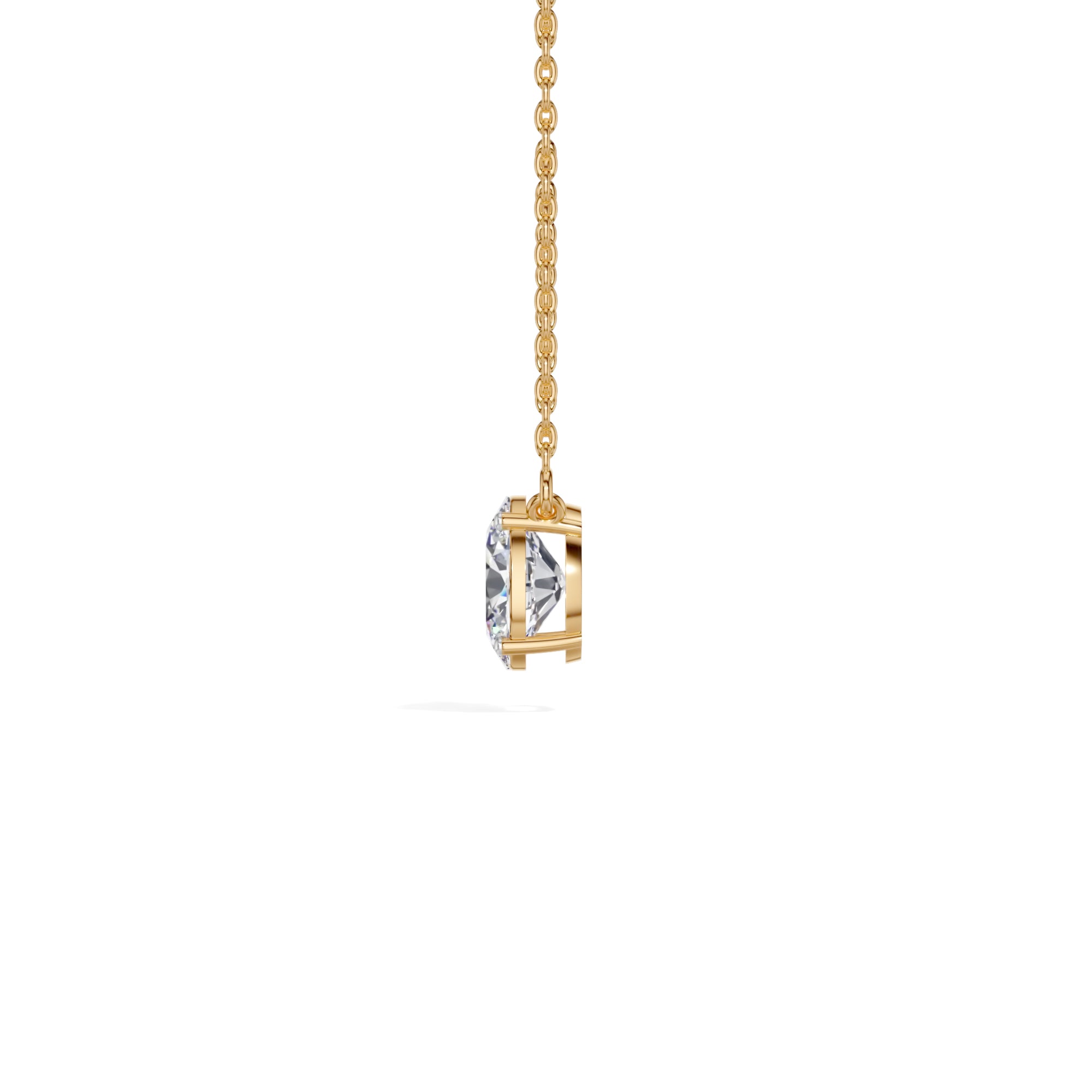 Yellow Gold 1Ct Solitaire Round Lab Grown Diamond Quorin Pendant