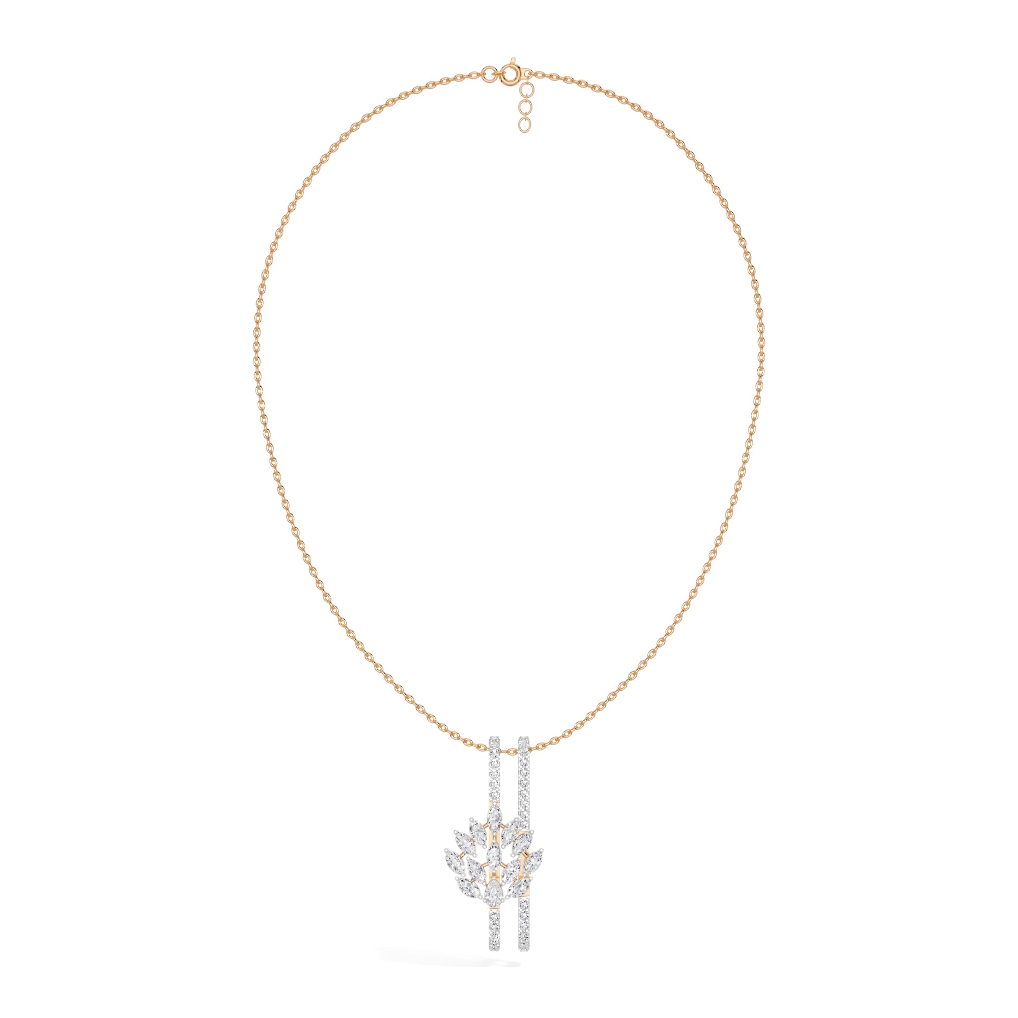 Rose Gold 1Ct Cluster Marquise Lab Grown Diamond Xerelle Pendant