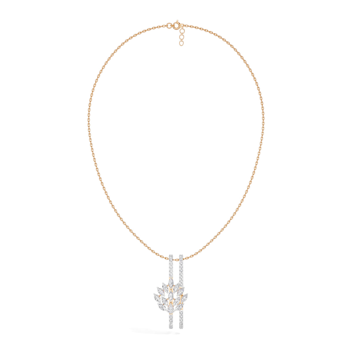 Rose Gold 1Ct Cluster Marquise Lab Grown Diamond Xerelle Pendant