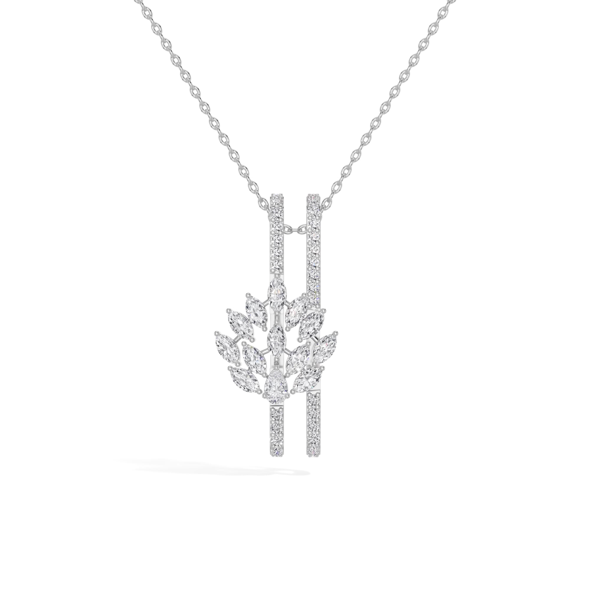 White Gold 1Ct Cluster Marquise Lab Grown Diamond Xerelle Pendant