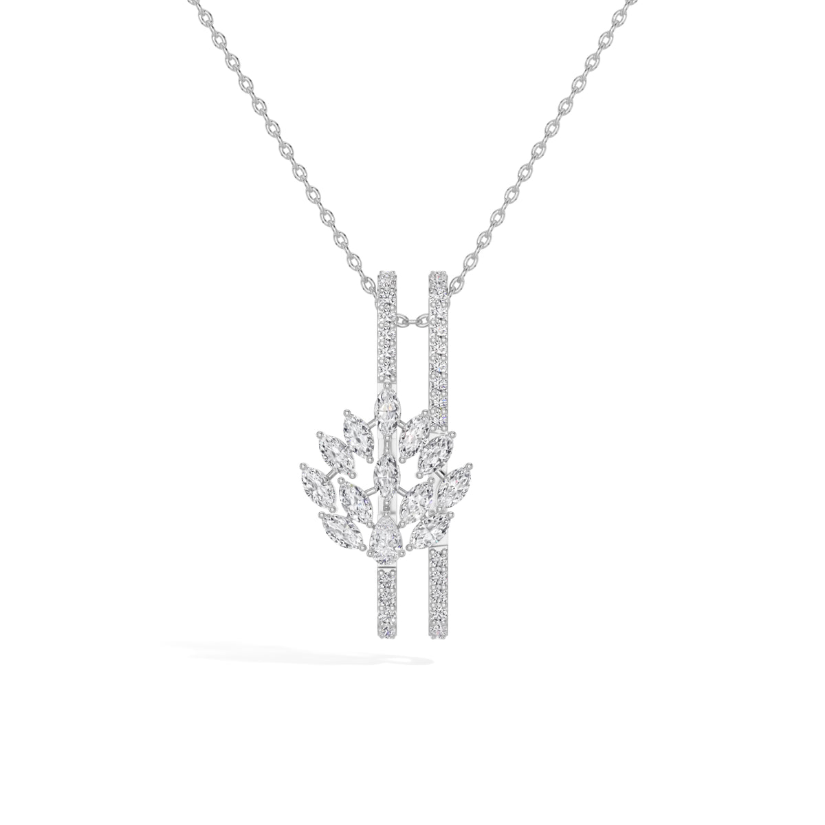 White Gold 1Ct Cluster Marquise Lab Grown Diamond Xerelle Pendant