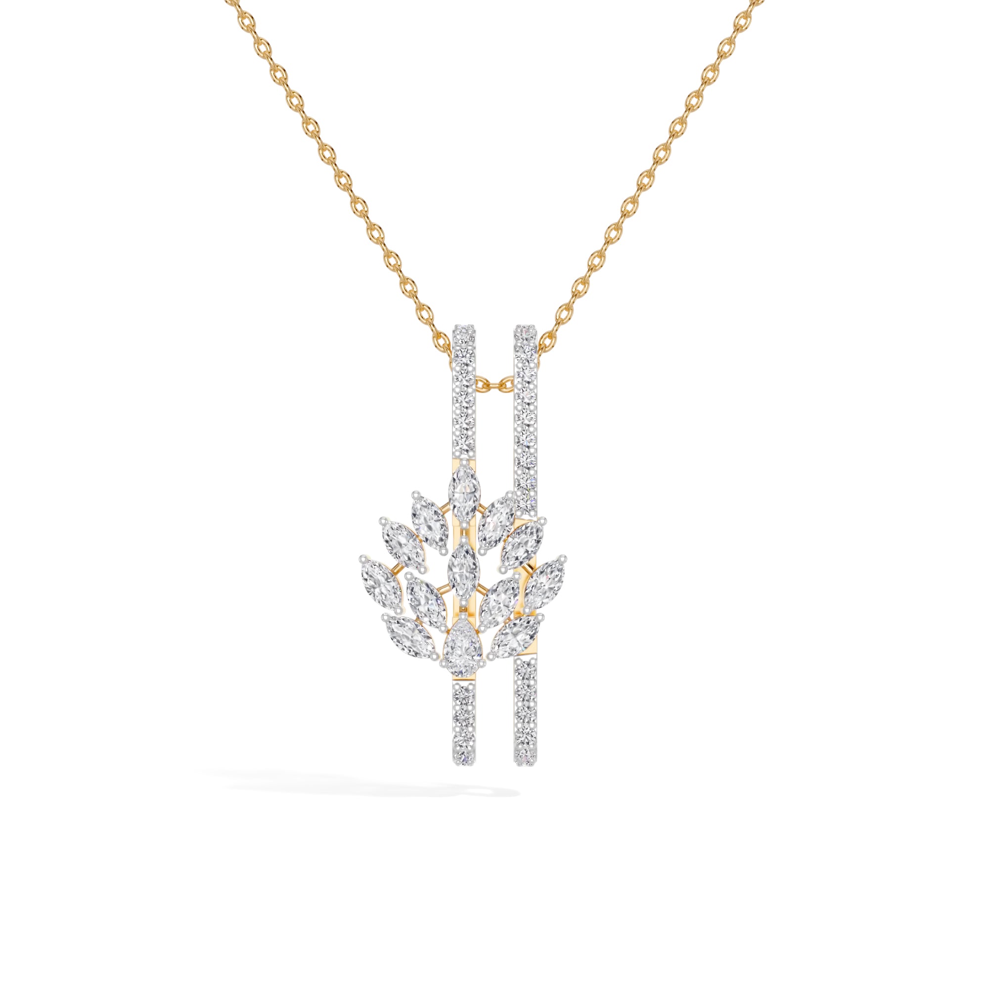 Yellow Gold 1Ct Cluster Marquise Lab Grown Diamond Xerelle Pendant