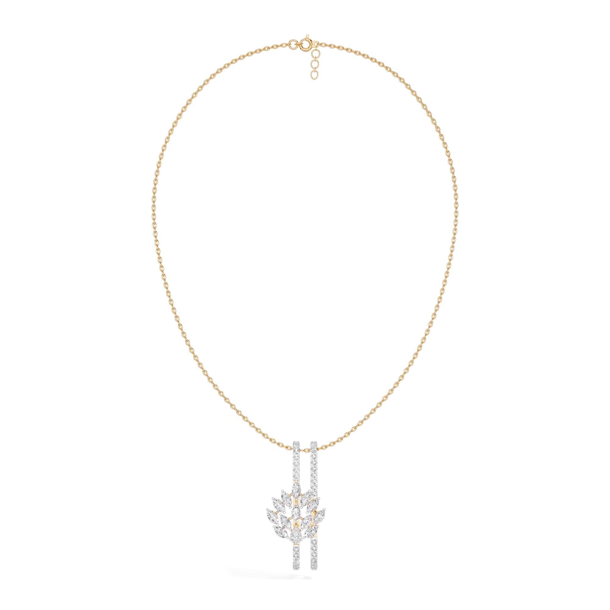 Yellow Gold 1Ct Cluster Marquise Lab Grown Diamond Xerelle Pendant