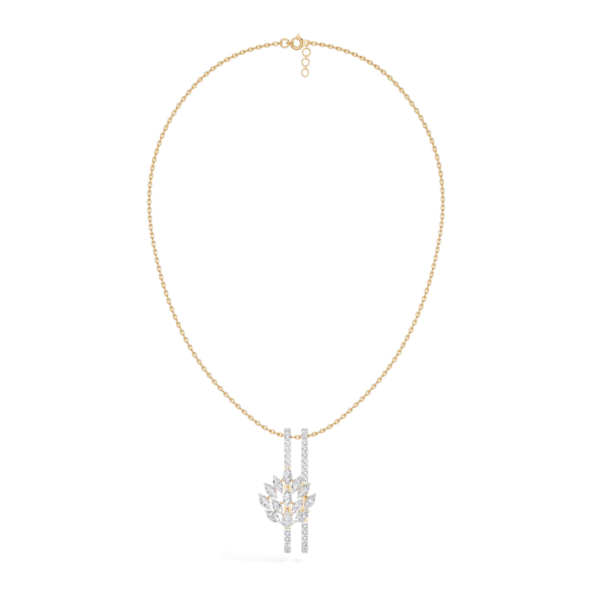 Yellow Gold 1Ct Cluster Marquise Lab Grown Diamond Xerelle Pendant