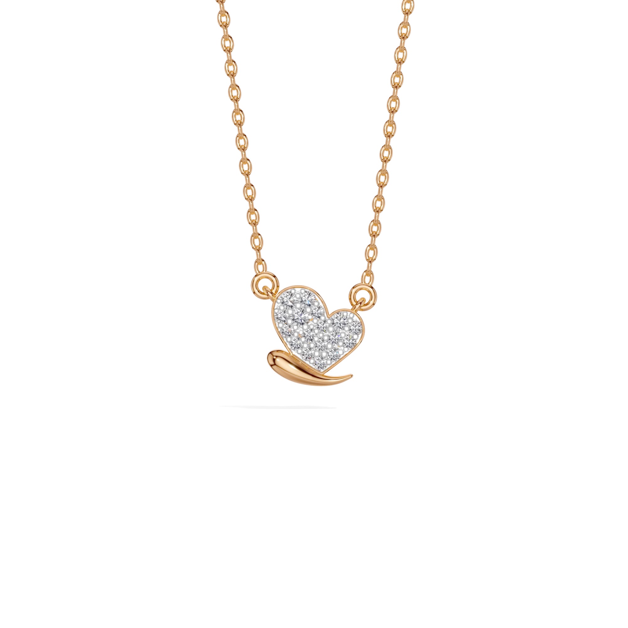 Rose Gold Pave Heart Lab Grown Diamond Zorex Pendant