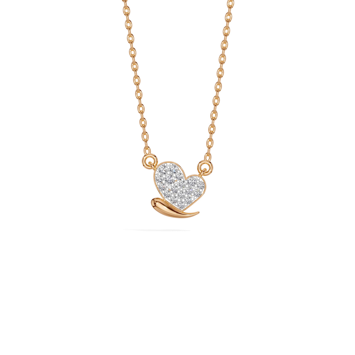 Rose Gold Pave Heart Lab Grown Diamond Zorex Pendant
