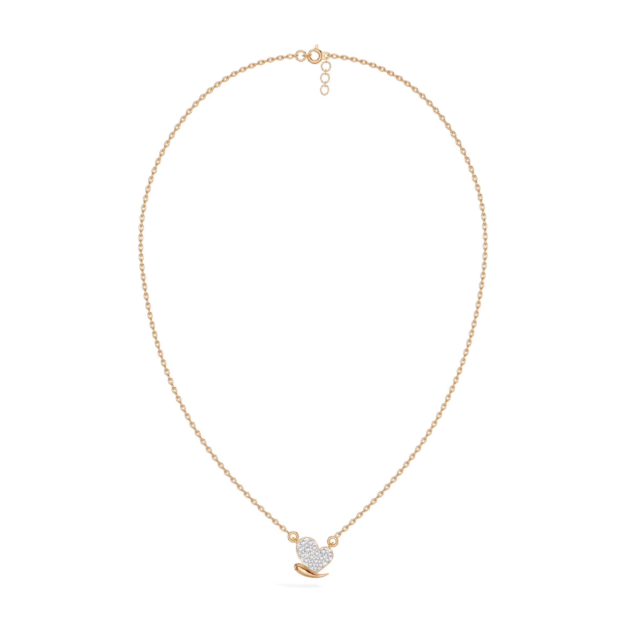 Rose Gold Pave Heart Lab Grown Diamond Zorex Pendant