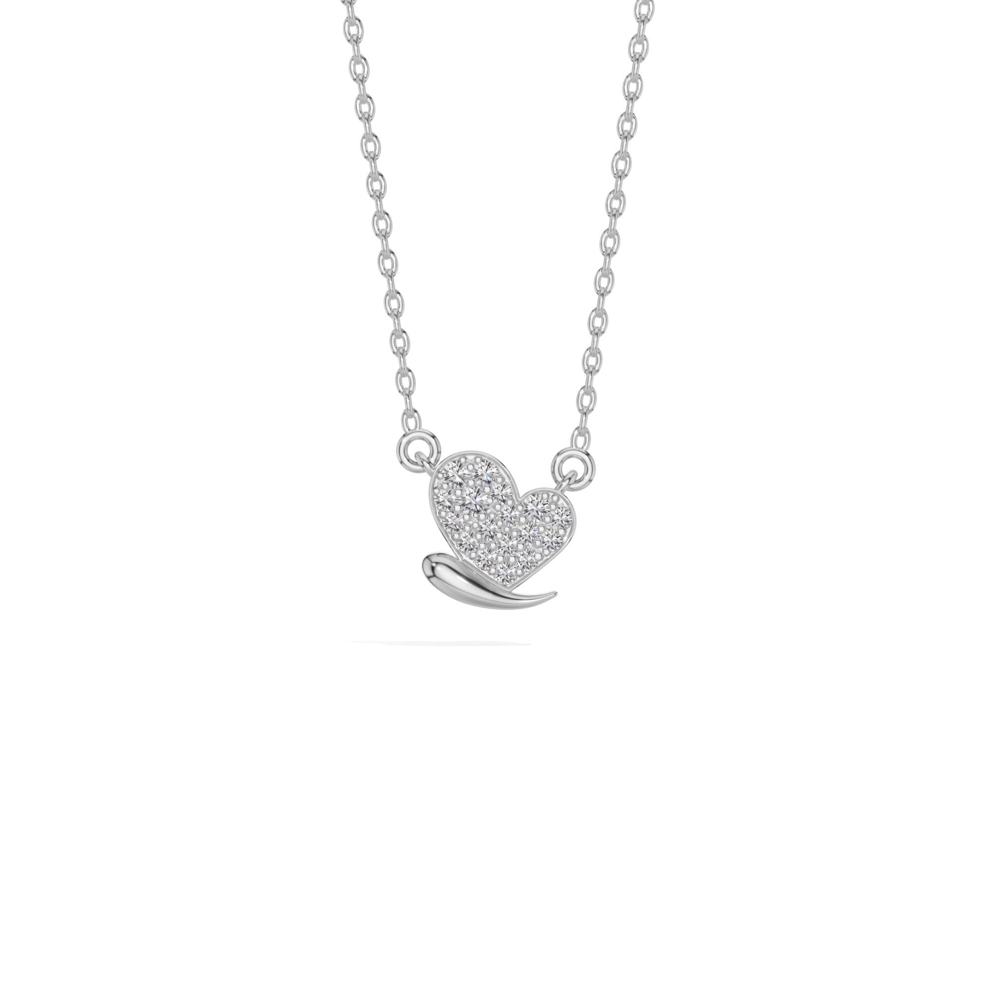 White Gold Pave Heart Lab Grown Diamond Zorex Pendant