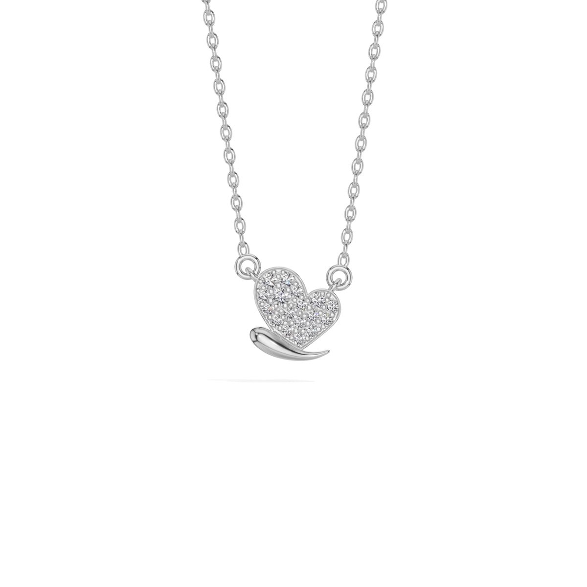 White Gold Pave Heart Lab Grown Diamond Zorex Pendant