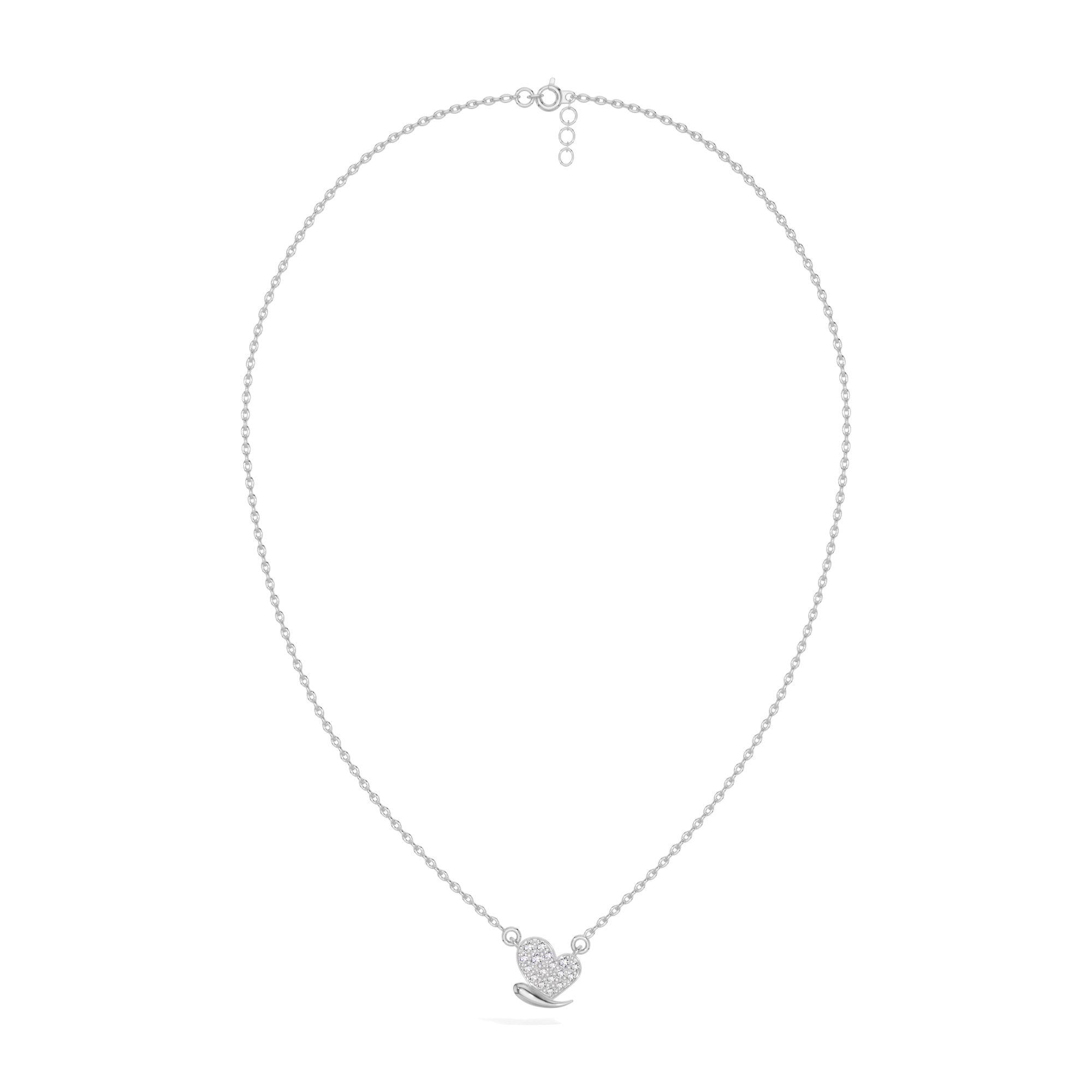 White Gold Pave Heart Lab Grown Diamond Zorex Pendant