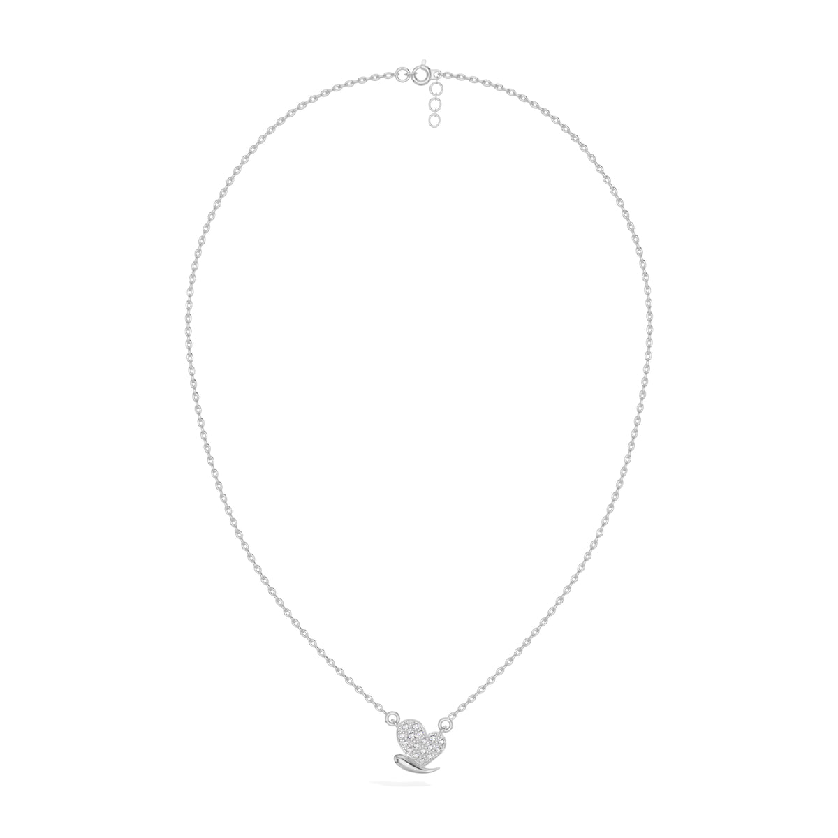 White Gold Pave Heart Lab Grown Diamond Zorex Pendant