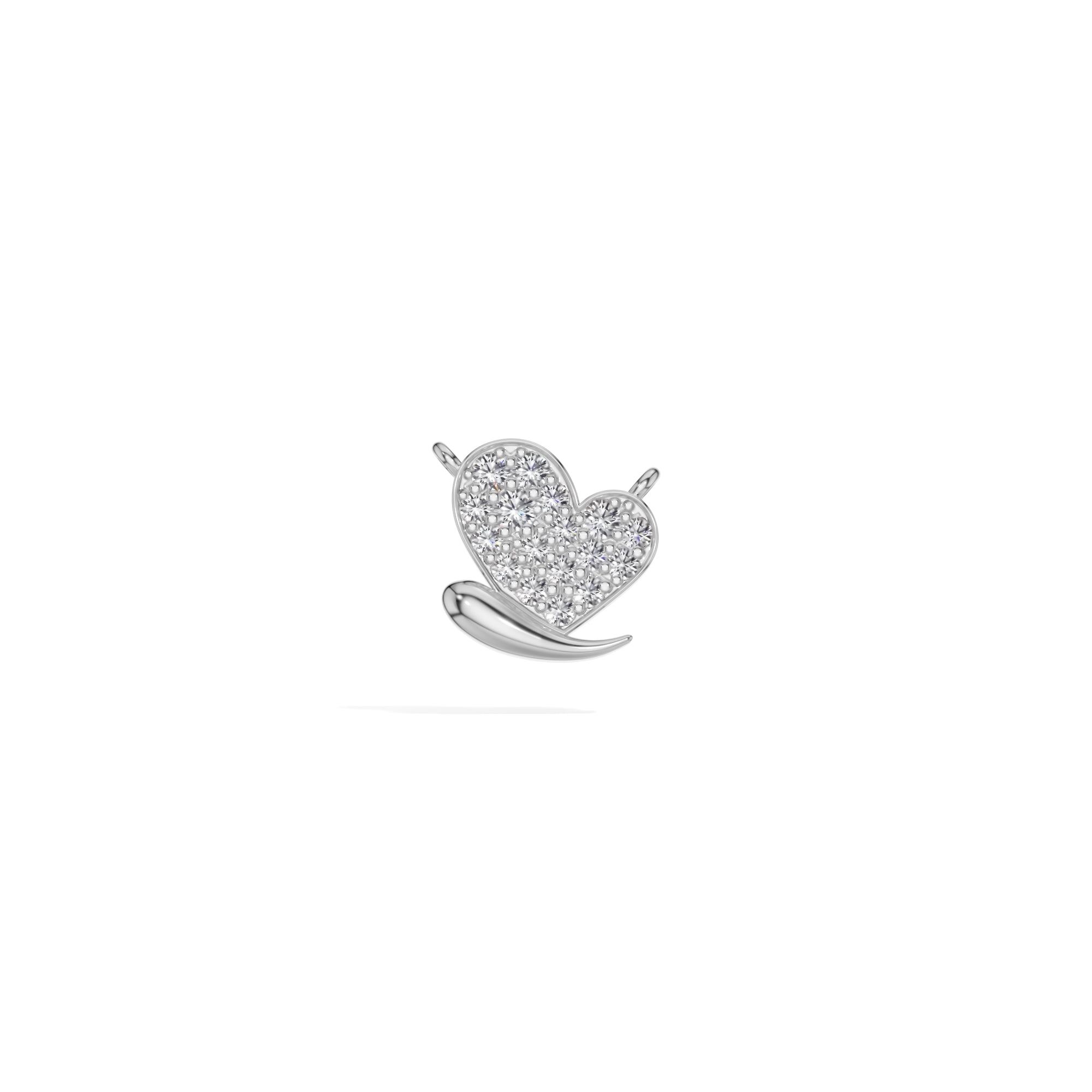 White Gold Pave Heart Lab Grown Diamond Zorex Pendant