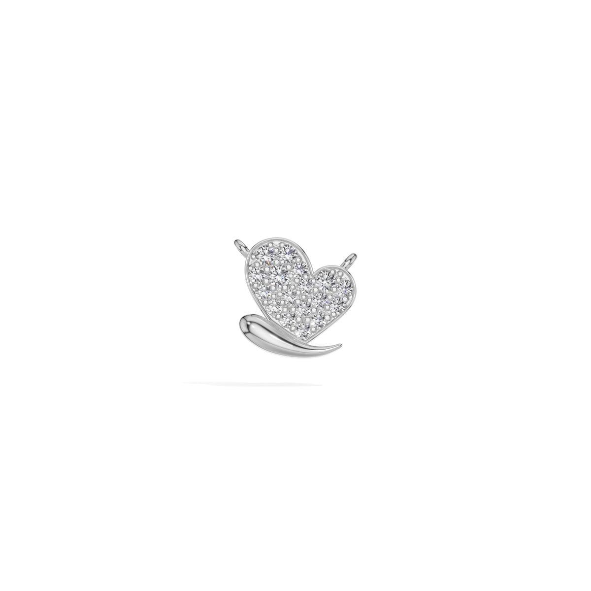 White Gold Pave Heart Lab Grown Diamond Zorex Pendant