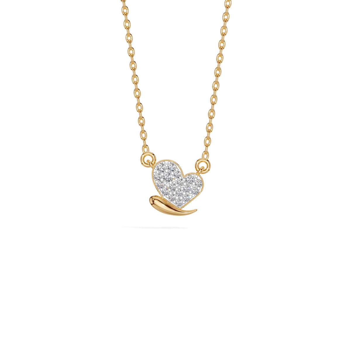 Yellow Gold Pave Heart Lab Grown Diamond Zorex Pendant