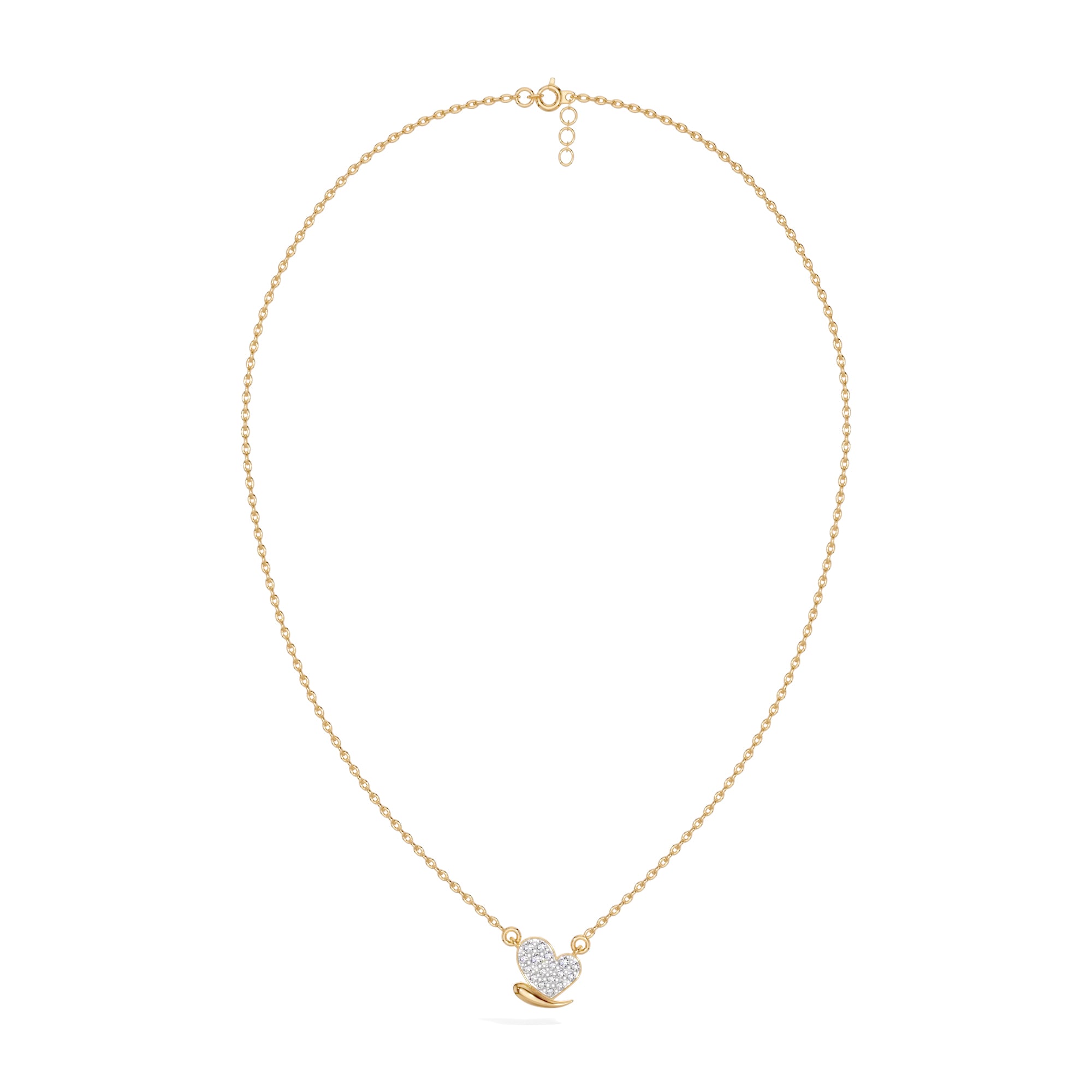 Yellow Gold Pave Heart Lab Grown Diamond Zorex Pendant