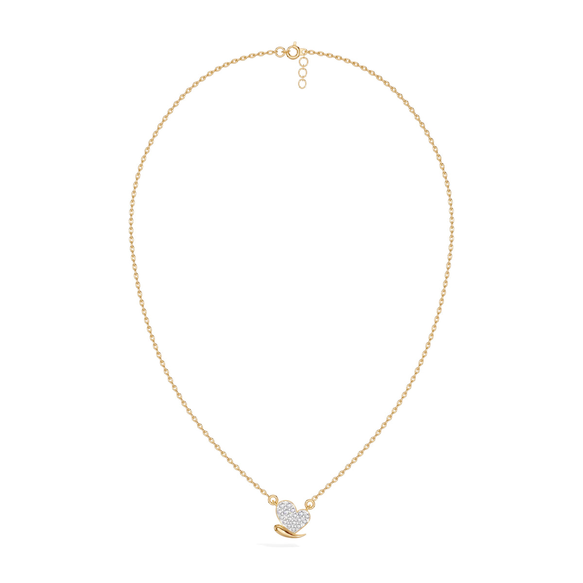 Yellow Gold Pave Heart Lab Grown Diamond Zorex Pendant