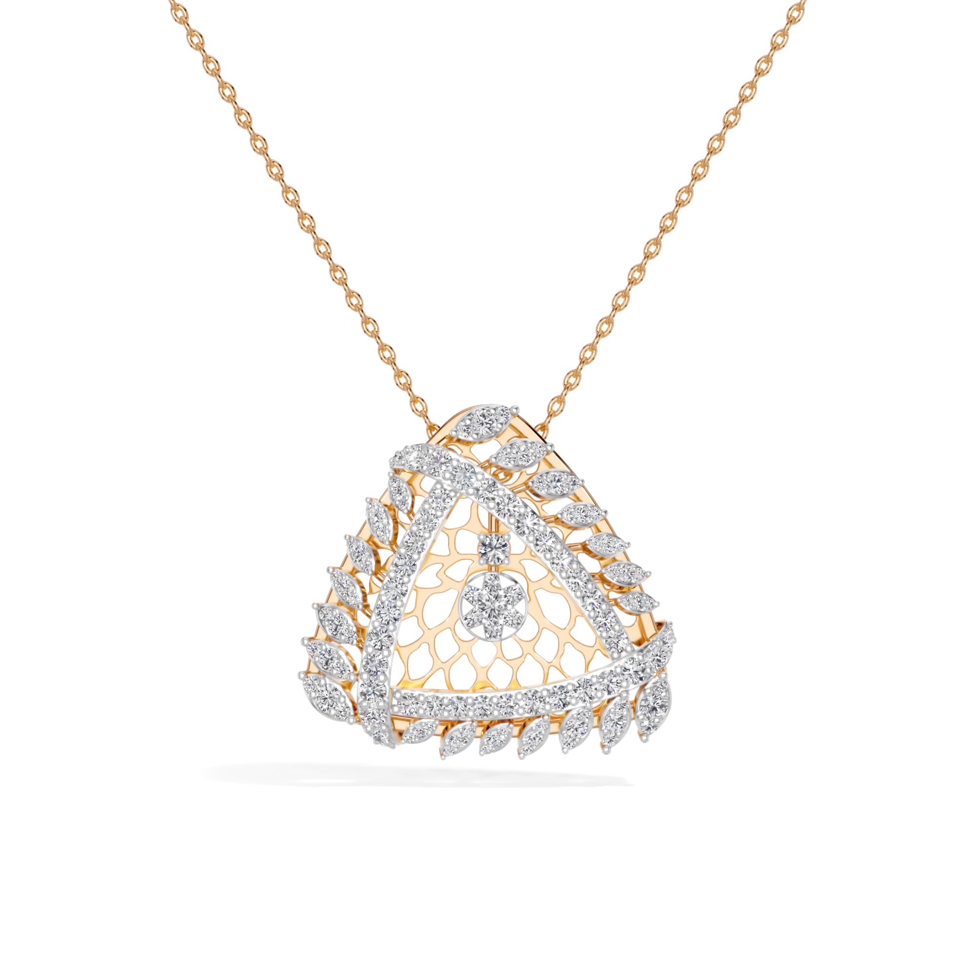 Rose Gold 1Ct Cluster Round Lab Grown Diamond Zerion Pendant